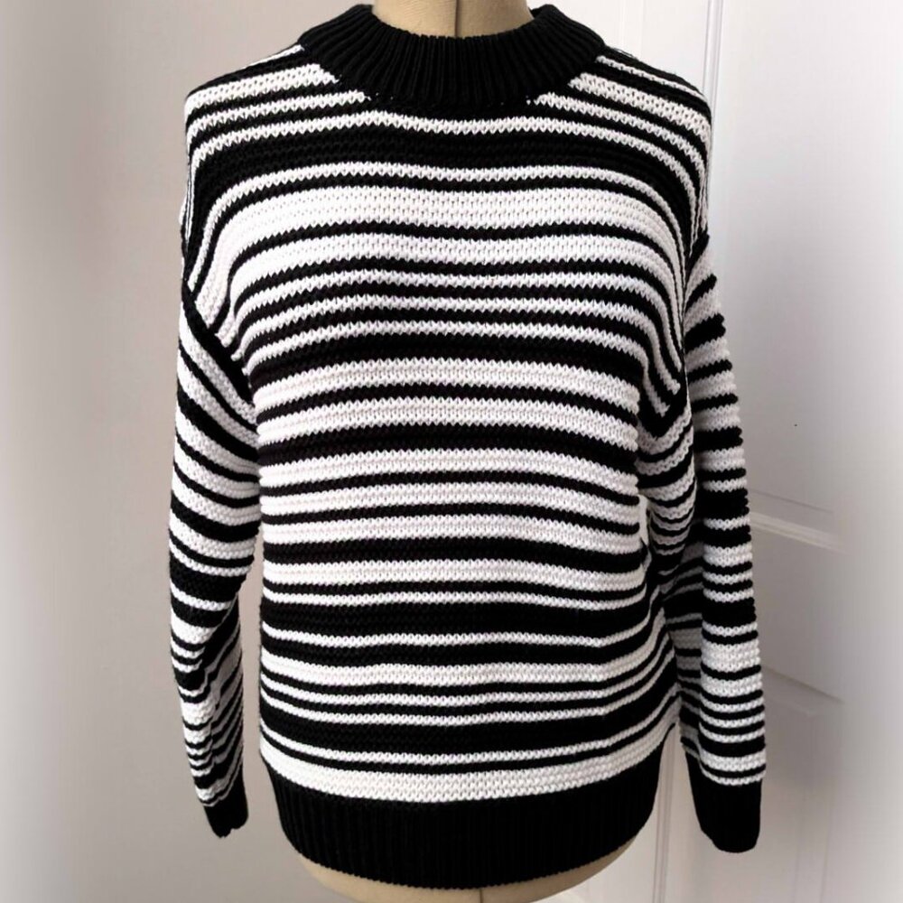 brand new MONKI black and white striped oversized sweater S